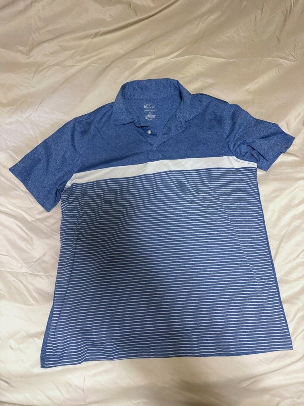 Croft & Barrow Performance Polo Shirt Mens XL Blue Heather White Striped Golf